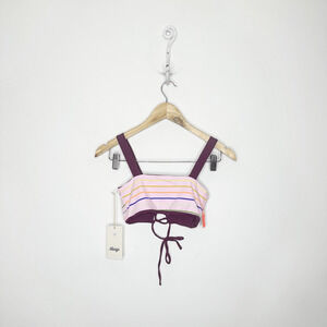 MAAJI Standard Dazzling Reversible Four Way Bikini Top purple pink stripe S NWT